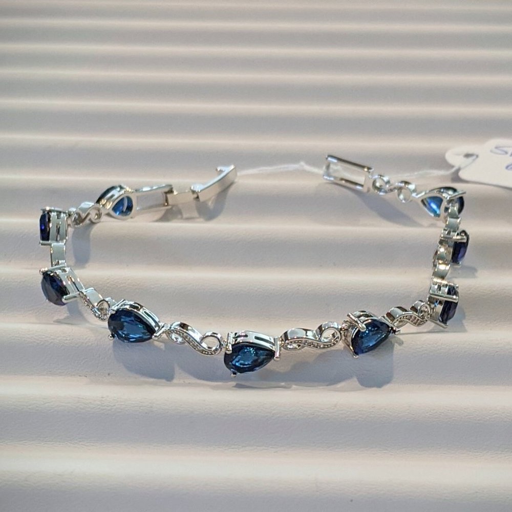 Blue Glass & Cubic Zirconia Bracelet